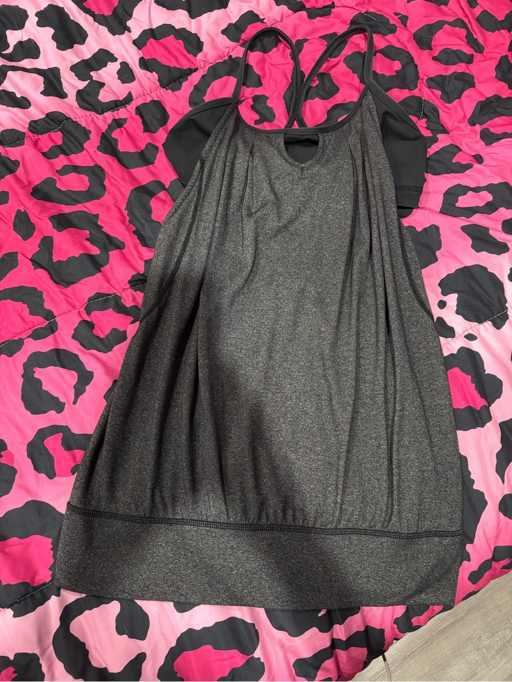 lululemon athletica Black Shimmery Tank with Built-In Shelf Bra